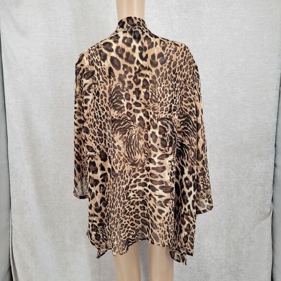 Slinky Brand Vintage Cheetah Print Open Style Cardigan Duster Tunic Plus Size 1X - Picture 7 of 12